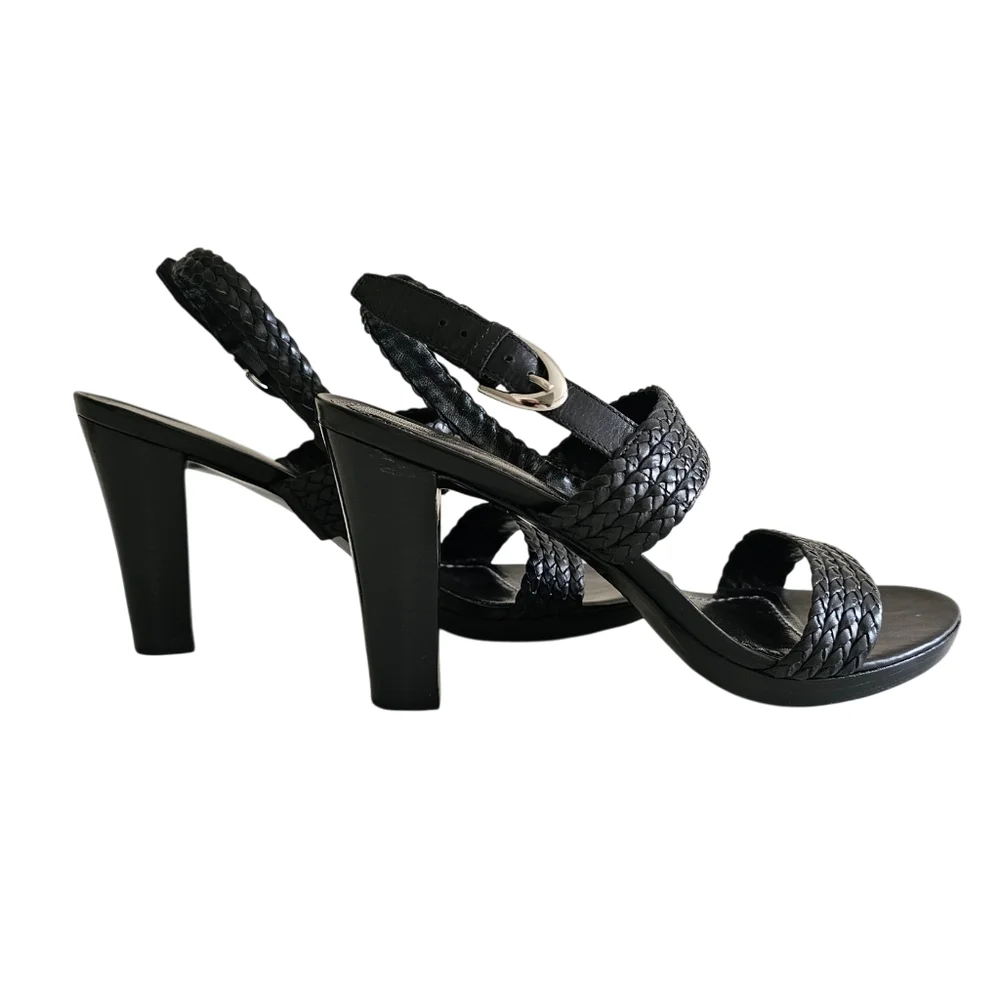 Ann Taylor Braided Leather Ankle Strap 3" Heeled Sandals | EUC | 7M | Black - Picture 8 of 16